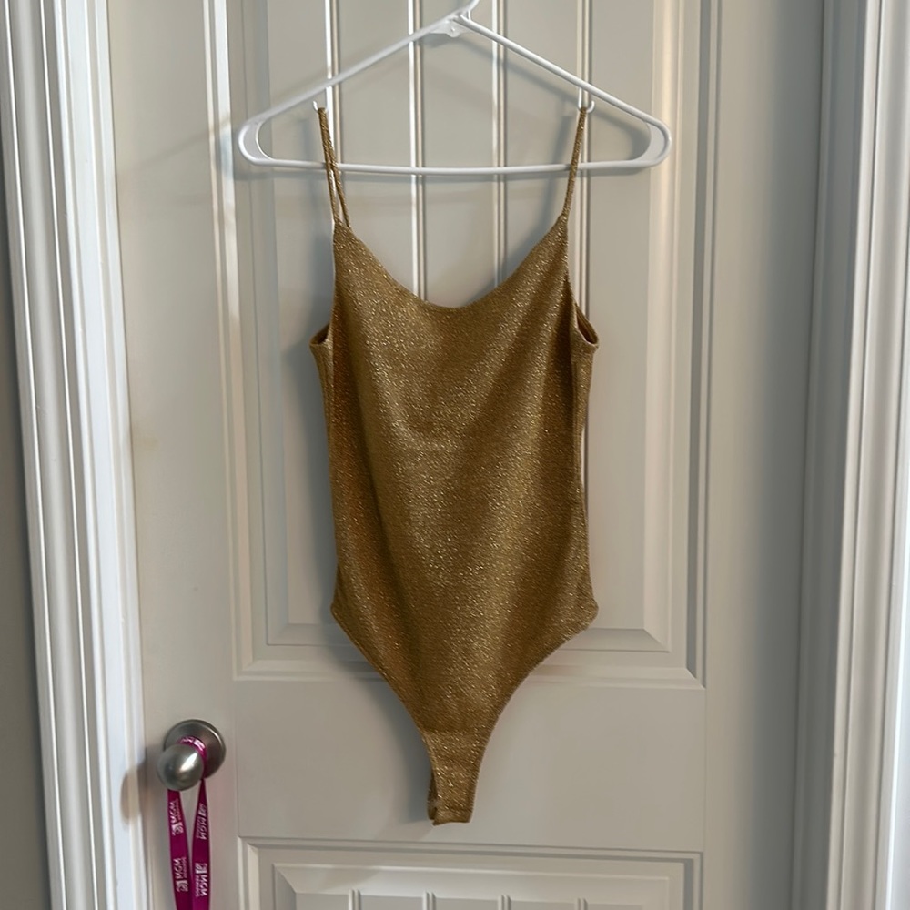 Shimmer gold H&M thong body suit